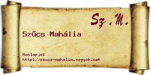 Szűcs Mahália névjegykártya